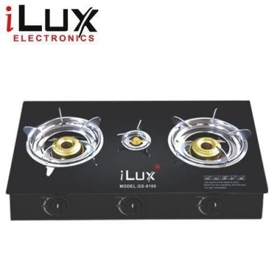 Ilux Cuisinière à Gaz – Allumage Automatique – Réchaud Vitré – GS-8100 – 3 Feux – Noir