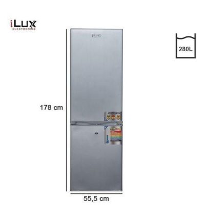 Ilux Réfrigérateur Combiné 3 Tiroirs ILCB280 – Economique – 280 L – Gris