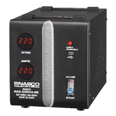 NASCO STABILISATEUR AUTOMATIQUE 3000VA COMPTEUR DIGITAL – NAS-3000VA-NR